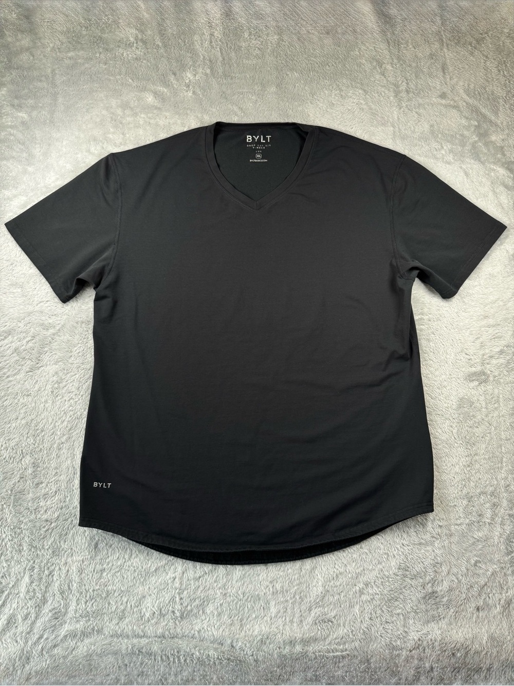 BYLT Basics Men’s XXL Black LUX Drop-Cut V-Neck Short Sleeve Shirt